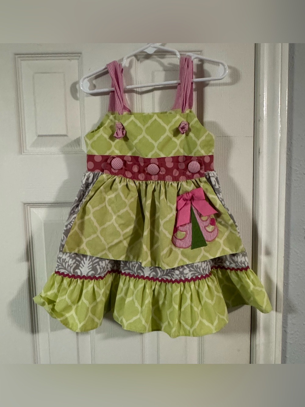 bright green and pink boutique tiered girl's sundress